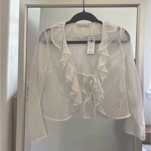 Abercrombie Long-Sleeve Ruffle Tie-Front Top